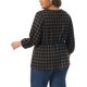 thumbnail image 3 of Agnes Orinda Conjuntos de Halloween para Mujeres Tallas Grandes Blusa Manga 3/4 Cuello en V Botones Decorativos Casual Túnica de Cuadros Camiseta de Manga Larga 4X Marrón Oscuro, 3 of 5