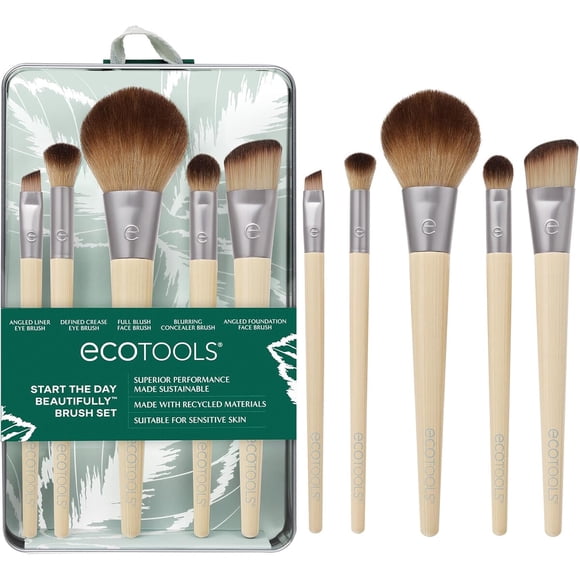 Set Brochas Maquillaje EcoTools 5 Piezas Veganas Con Estuche