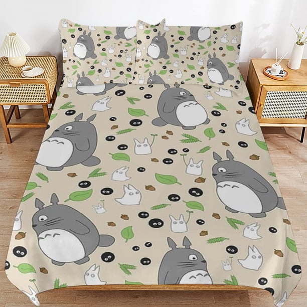 Totoro Comforter Set 3 Pieces Quilt Cover Set Soft Bedding Sets for All Seasons