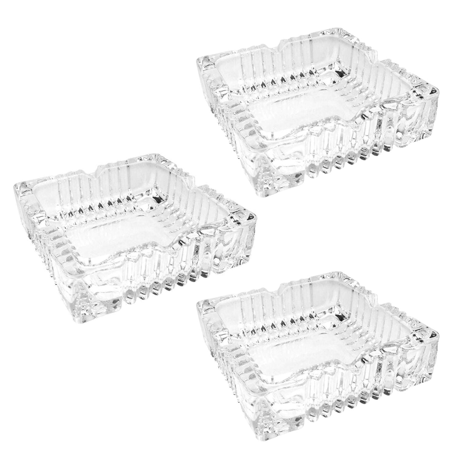 Importclick - Set 3 Ceniceros Cristal Tallado 11.5x3 Cm