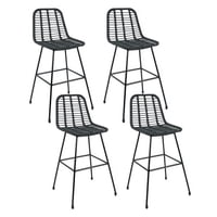 Klik Muebles - Pack De 4 Taburetes Alto De Terraza Rattan Grecia Color Negro