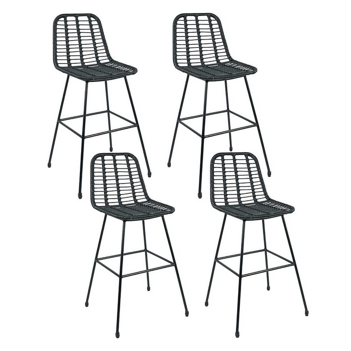 Klik Muebles - Pack De 4 Taburetes Alto De Terraza Rattan Grecia Color Negro