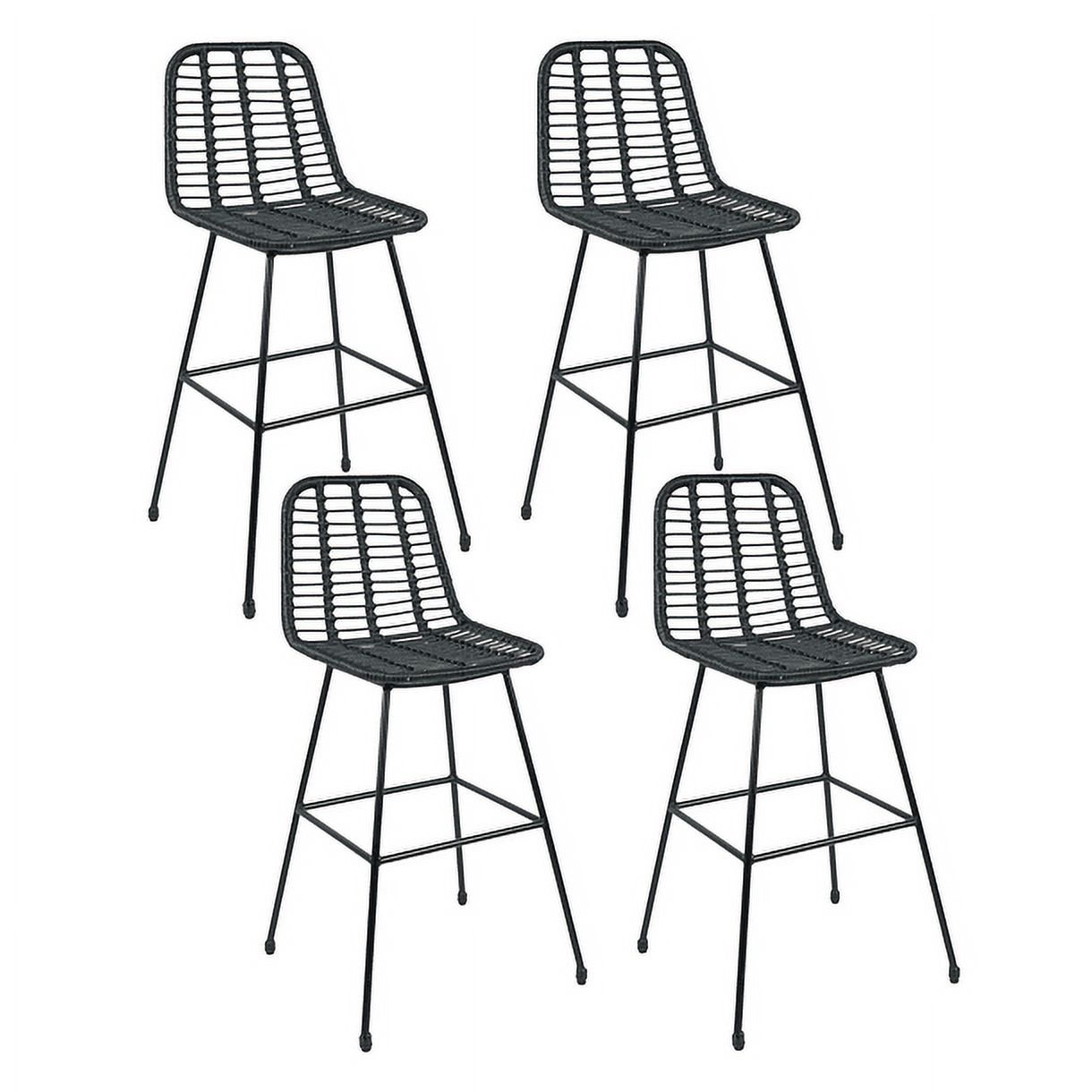 Klik Muebles - Pack De 4 Taburetes Alto De Terraza Rattan Grecia Color Negro