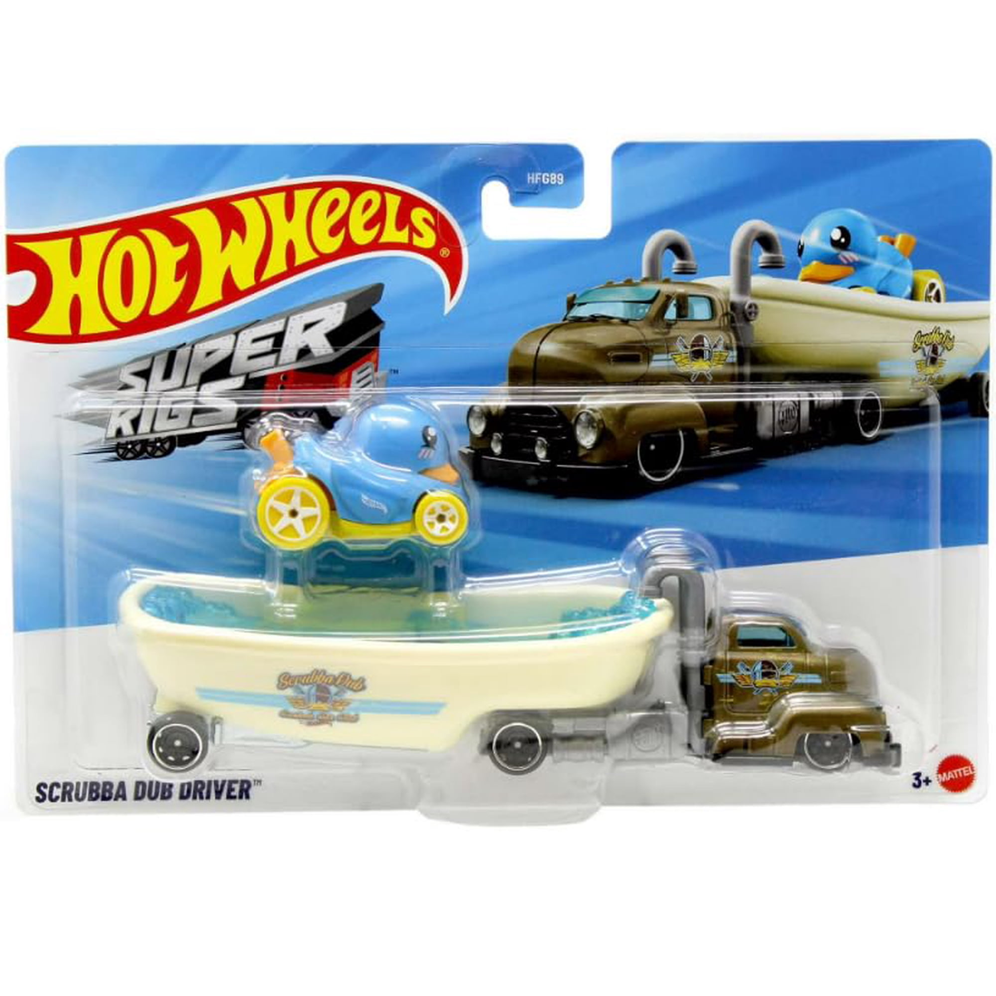 Vehículo de juguete Hot Wheels Super Rigs Scrubba Dub Driver con