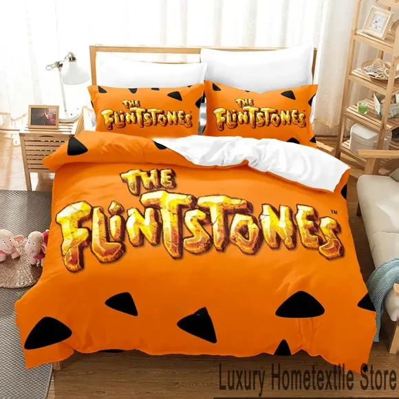 x1461 Bed Sheets Flintstones Cartoon Bedding Set Boys Girls Twin Size Duvet Cover Pillowcase Bed boy Adult Home Textileextile 3-Piece Bedding Set (1 Duvet Cover + 2 Pillow Shams) nj1461