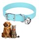 thumbnail image 1 of Collar para perro Uxcell con campana hebilla ajustable collar de perro de cuero PU 16" azul cielo, 1 of 7