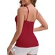 thumbnail image 3 of INSPIRE CHIC Camisola de Tirantes Finos para Mujer con Acolchado Cómodo, Cuello en U Largo y Arrugado, Talla XL, Rojo Vino, 3 of 6
