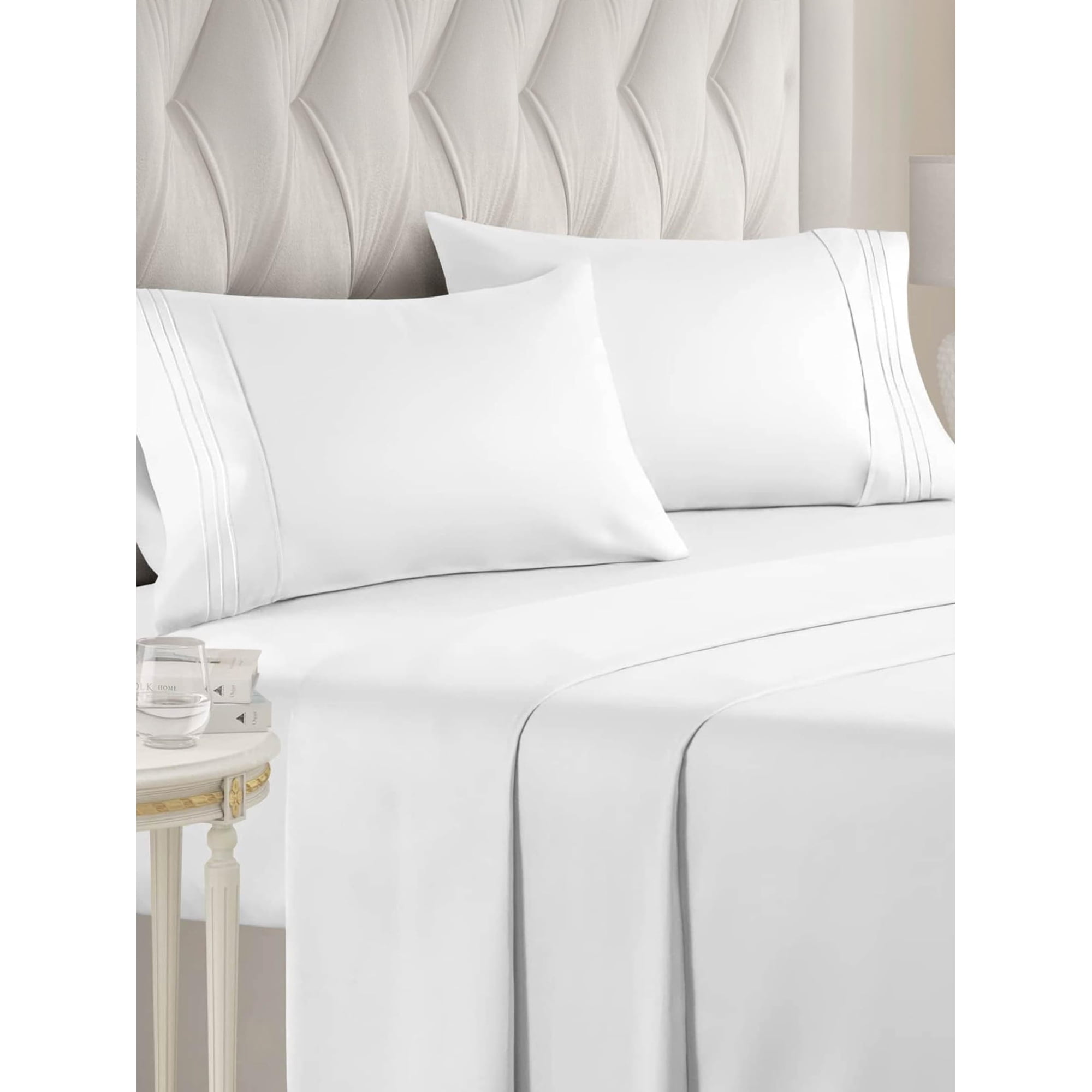 Juego De Sábanas Cgk Unlimited Queen Size 4 Piezas, Color Blanco