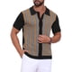 thumbnail image 4 of INSPIRE CHIC Polo de punto a rayas para hombre, manga corta de verano, con botones, camisa polo de jacquard, L negro, 4 of 5