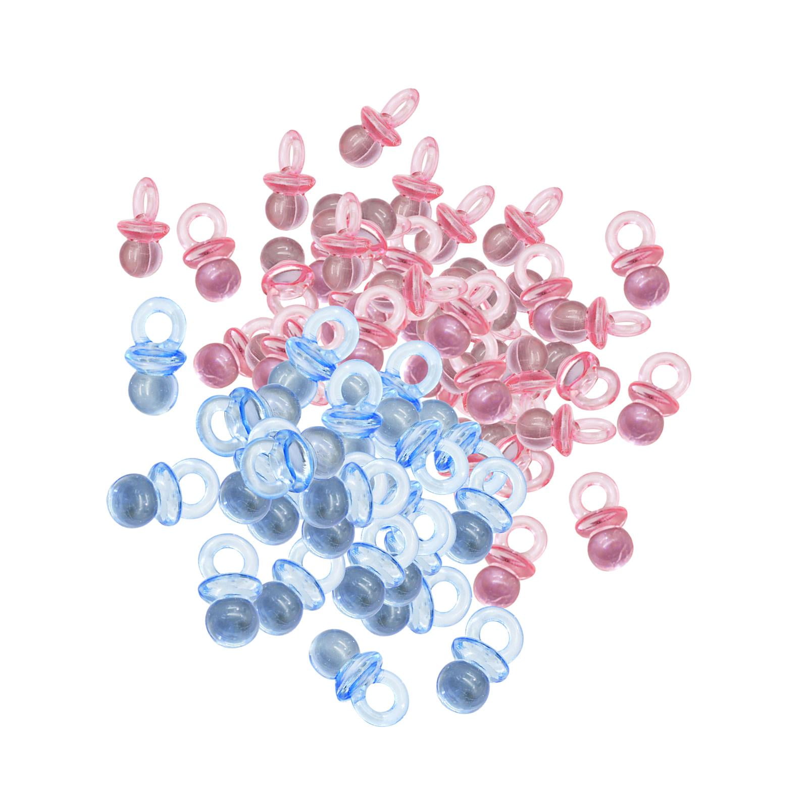 Bothyi - 100 Uds. Cuentas Acrílicas Para Chupetes De Bebé, Recuerdos De Fiesta Diy Para Fiesta De Revelación De Género, Rosa Y Azul