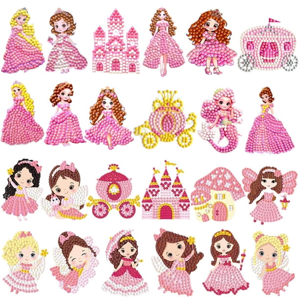 Kit de pegatinas Diamond Art con forma de anillo de ducha, 5D, bricolaje, para niños, con 24 patrones