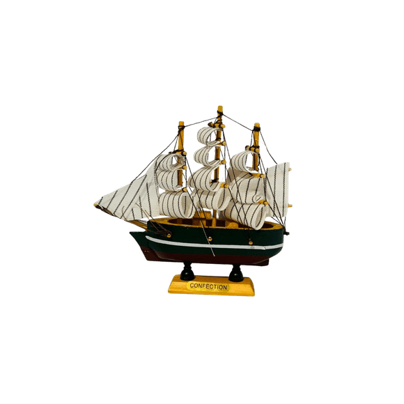 Adorno: Barco Velero De Madera 13cm