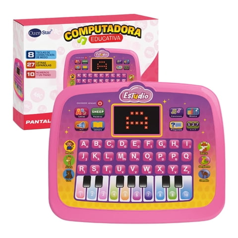 Fliperex - Computadora Educativa Infantil Juguete Piano Letras Y Numero Rosa