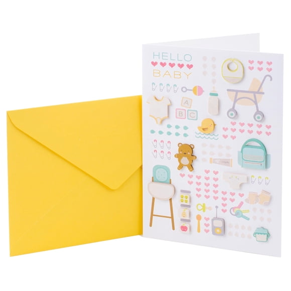 Tarjeta Hallmark Signature para Baby Shower 13 cm x 18 cm con íconos de bebé