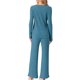 thumbnail image 3 of INSPIRE CHIC Conjunto de Pijamas para Mujer Cuello Redondo Manga Larga Ropa de Dormir Suave Pijamas Ropa de Casa con Bolsillo S Azul Pavo Real, 3 of 6