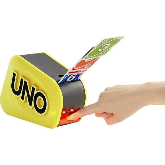 Mattel Games UNO Attack Mega Hit MATTEL Juego de cartas con lanzador de acción aleatoria con luces
