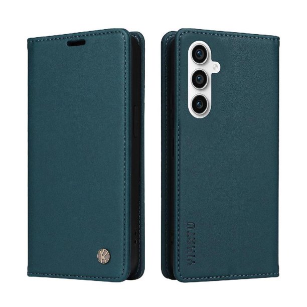 Funda Billetera de Cuero para Samsung Galaxy S23 FE con Tarjetero y Soporte - Tapa Magnética Azul