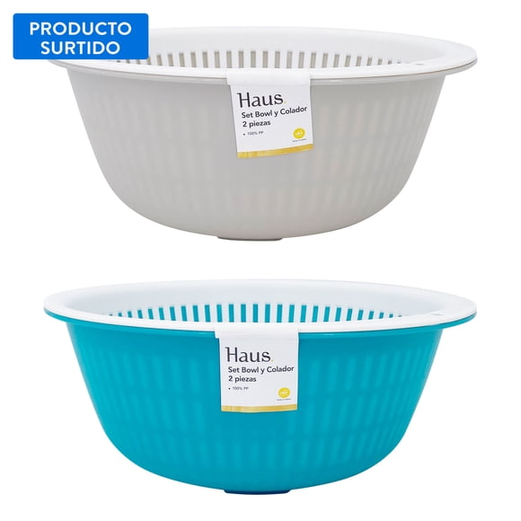Set De Bowl Y Colador 2 Piezas Polipropileno, color surtido