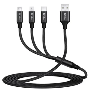 Genérico - Cable 1Hora Carga Rapida 3En1 Negro 1M