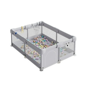 Babyluna - Centro De Juegos Corral Gimnasio Bebés Con Aro Y Agarraderas Gris