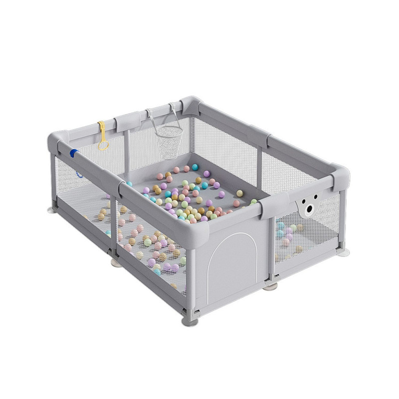 Babyluna - Centro De Juegos Corral Gimnasio Bebés Con Aro Y Agarraderas Gris