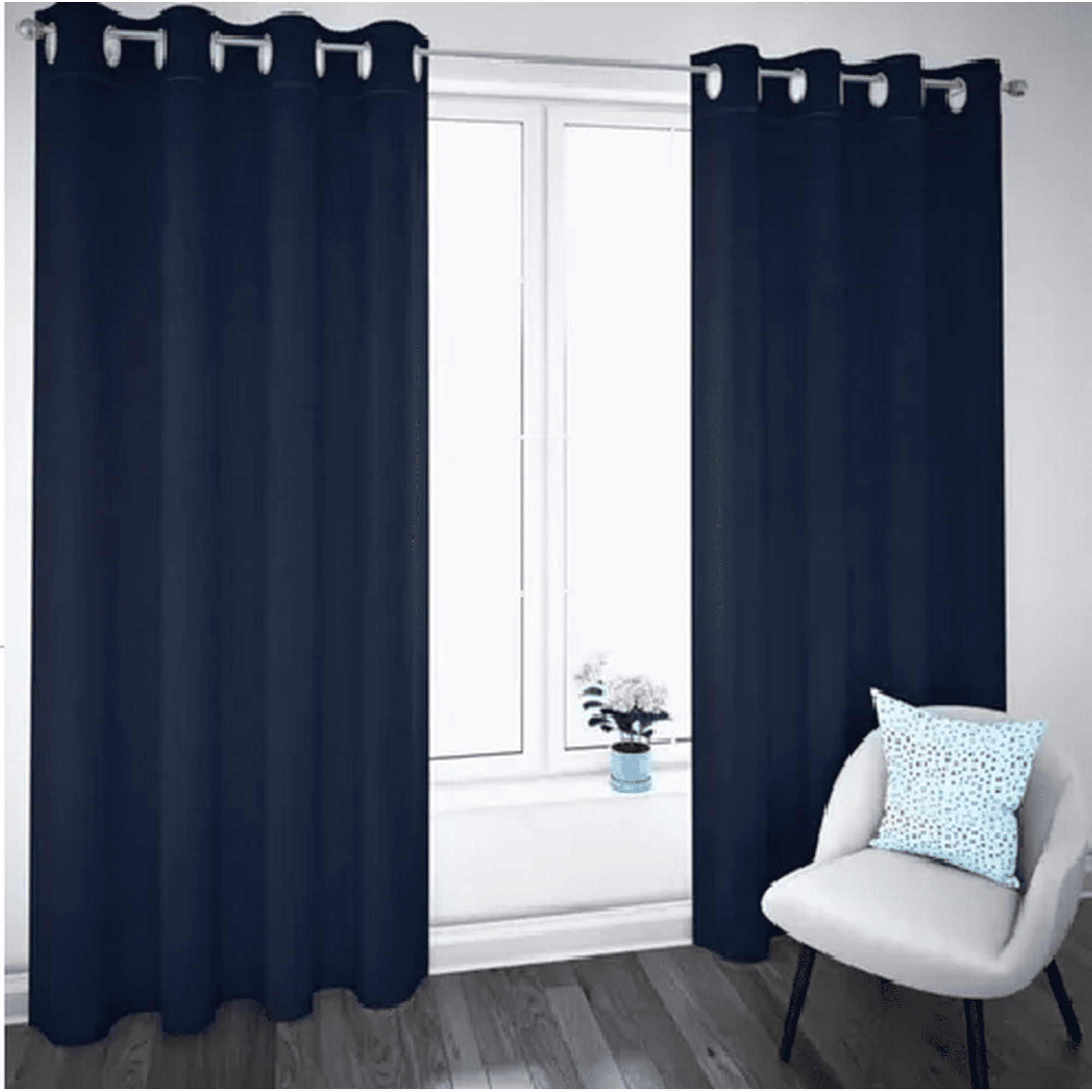 Genérico - Cortina Blackout 100% 2 Paños 138x226 Cm Textura Lino Azul Oscuro