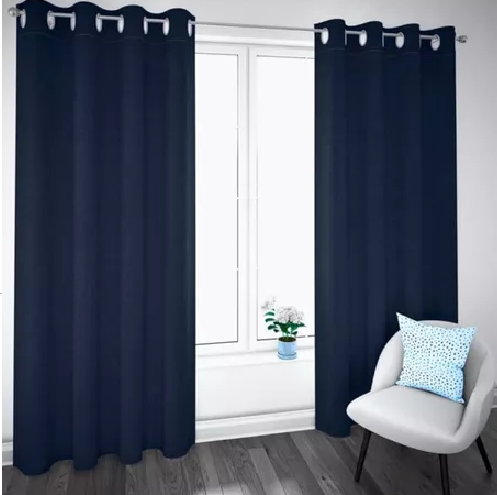 Genérico - Cortina Blackout 100% 2 Paños 138X226 Cm Textura Lino Azul Oscuro