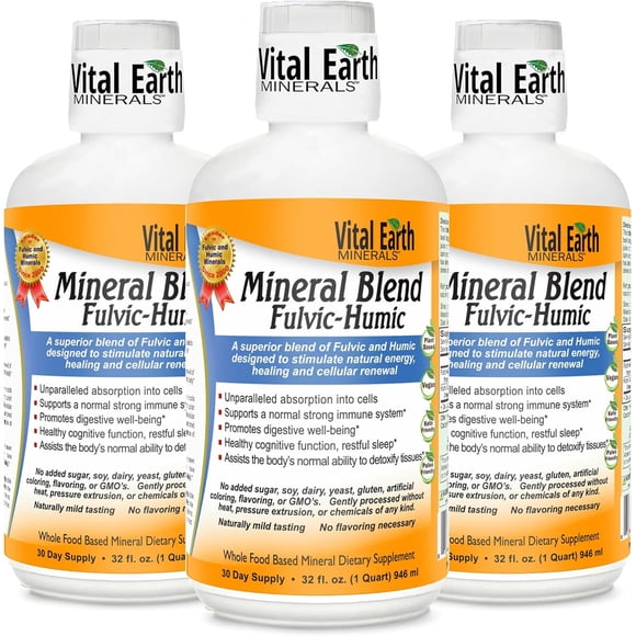 Vital Earth Mineral Fulvic Humic Blend Líquido 3x946ml