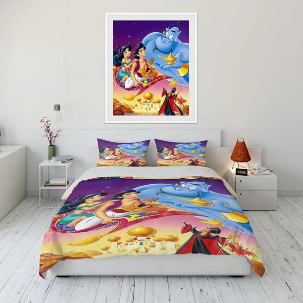 boy girls duvet cover gift aladdin jasmine home room bedroom decor duvet cover pillowcase teen bedding size Bed Sheets
