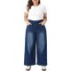 thumbnail image 2 of Agnes Orinda Jeans de Mujer Talla Grande Pierna Recta Ancha Cintura Alta Pantalones de Mezclilla Elásticos con Bolsillos 2X Azul, 2 of 6