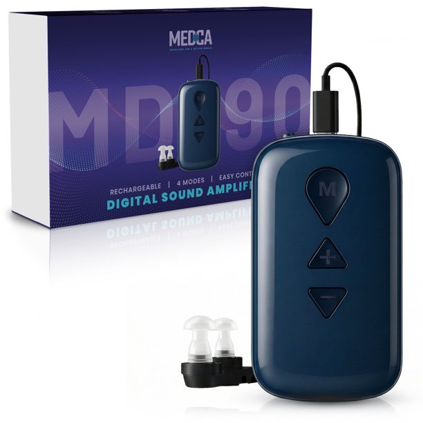 MEDca Amplificador Auditivo Recargable - Control de Alto Volumen, Reducción de Ruido, 16 Canales, Batería de 120 H, Carga USB-C, Amplificador Liviano para Adultos y Adultos Mayores