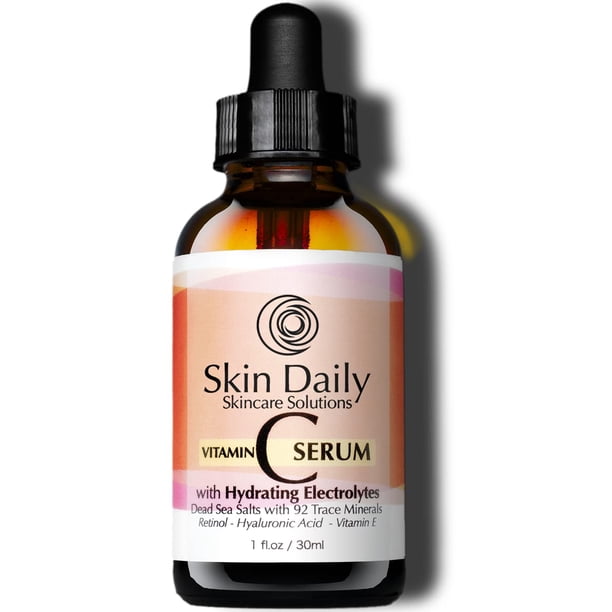 Serum Skin Daily Skincare Solutions, vitamina C, 30 ml con electrolitos, ácido hialurónico y retinol