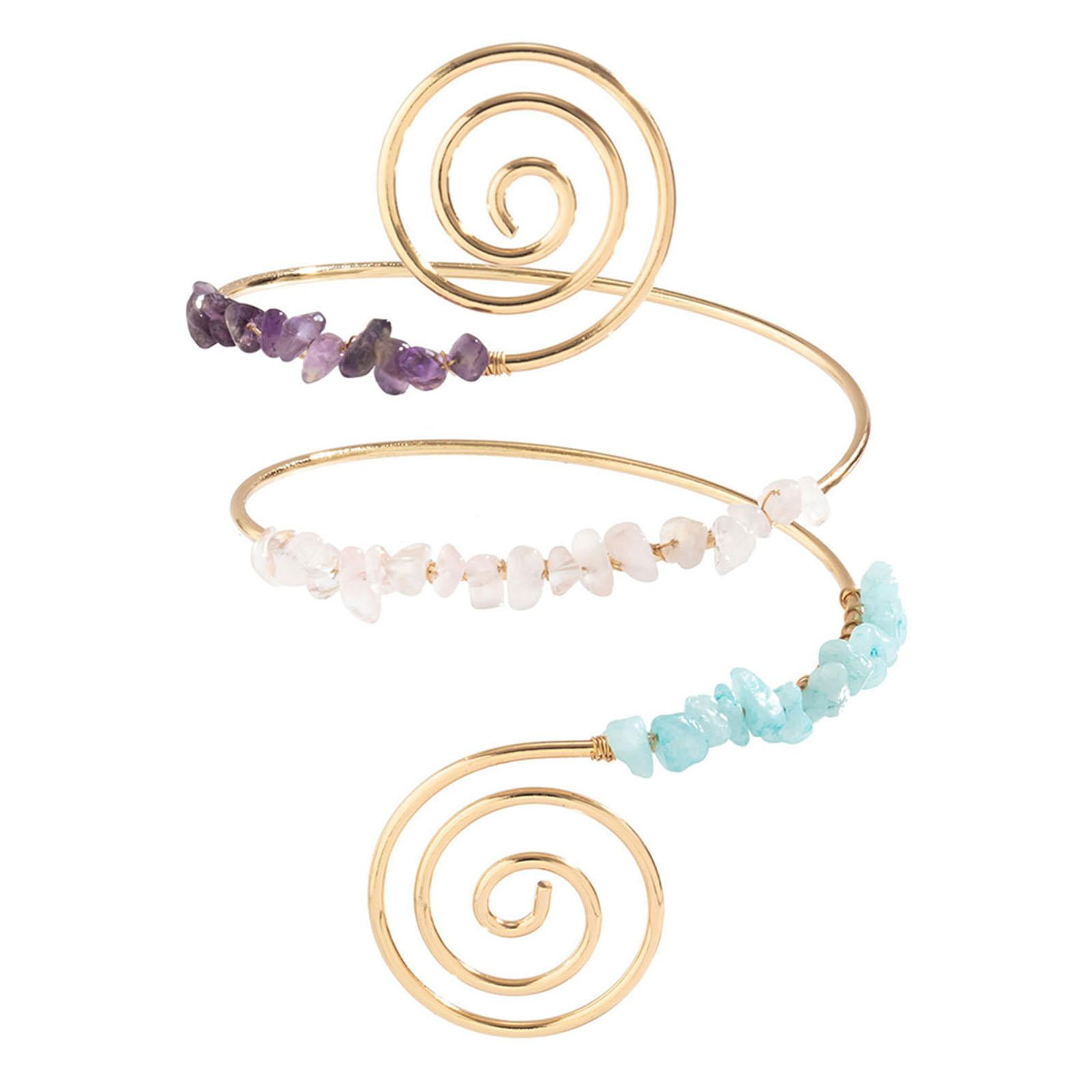 Magideal - Pulsera De Brazo Línea En Espiral Regalo Elegante Brazalete En Espiral Decorativo Brazalete De Brazo Abierto
