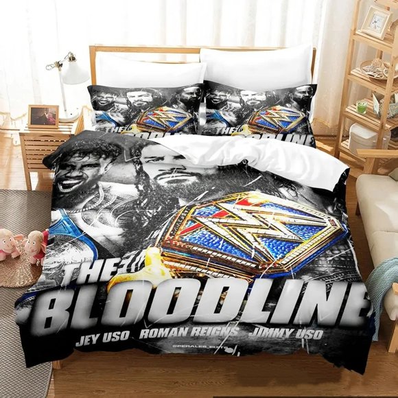 Wrestler Roman Reigns Bedding Set Boys Girls Duvet Cover Pillowcase Bed boys Adult
