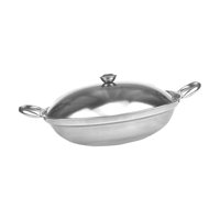 Magideal - Olla De Acero Inoxidable, Utensilios De Cocina Con Tapa, Utensilios De Cocina De Doble Asa, Olla Caliente, Olla Binaural Para Picnic, Senderismo, Barb 22Cmx6Cm