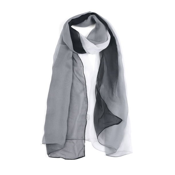 INSPIRE CHIC Bufanda de Mujer Chiffon Sedosa Color Gradiente Ligera Envoltura Larga Chal Negro Blanco