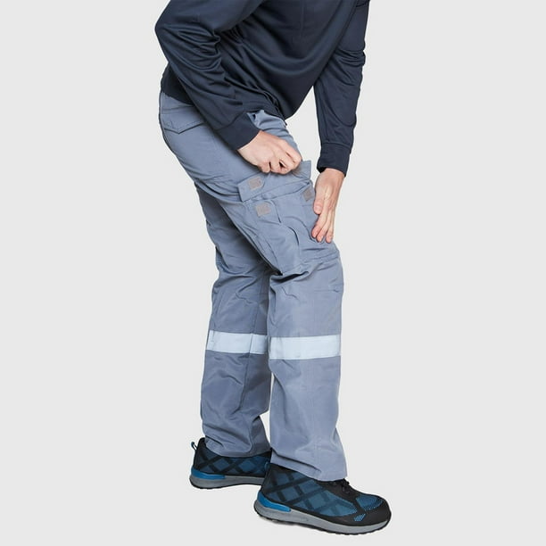 Pantalón Cargo Poplin Reflectante Cintura Elastica gris L