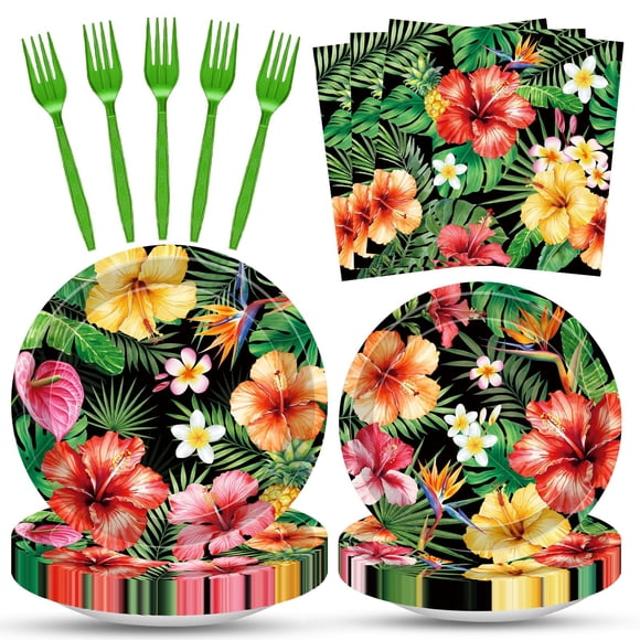 Juego de Vajilla Tedercle 100 piezas – Fiesta Hawaiana Luau