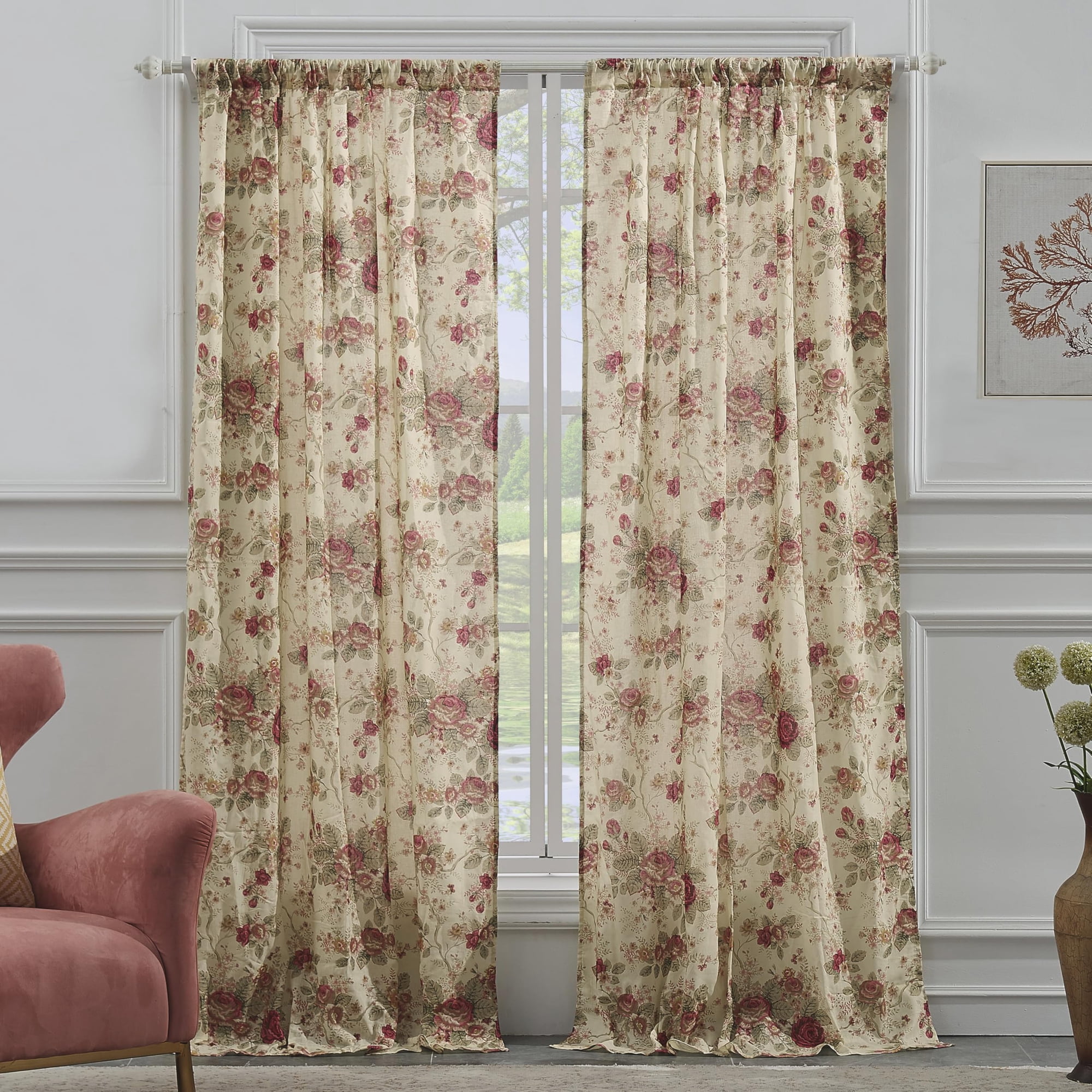 Greenland Home Fashions - Par De Paneles De Cortinas Greenland Home Antique Rose, 100% Algodón