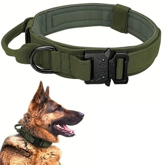 Collar Táctico, Para Perros Reforzado Ajustable, Talla XL Verde