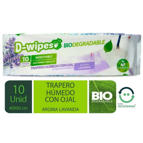 Trapero Húmedo D-wipes Biodegradable Lavanda 10 un