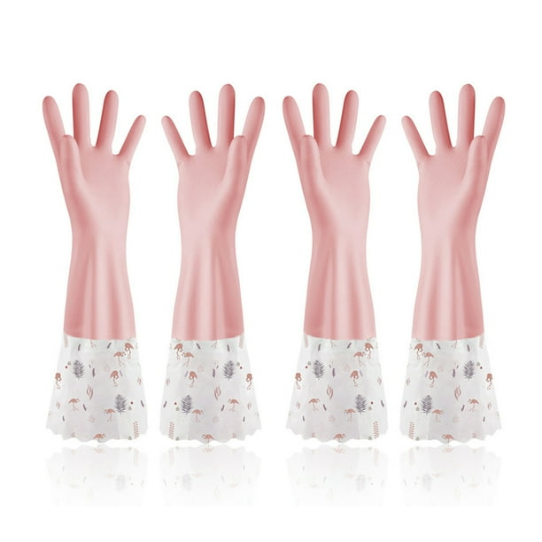 2 pares de guantes para lavar platos a prueba de aceite, guantes de limpieza de manga larga, anticaídas