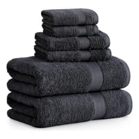 Aura Zeus - Set De 6 Toallas De Baño Algodon 500Gr Cuerpo Mano Grande Az Gris Gris