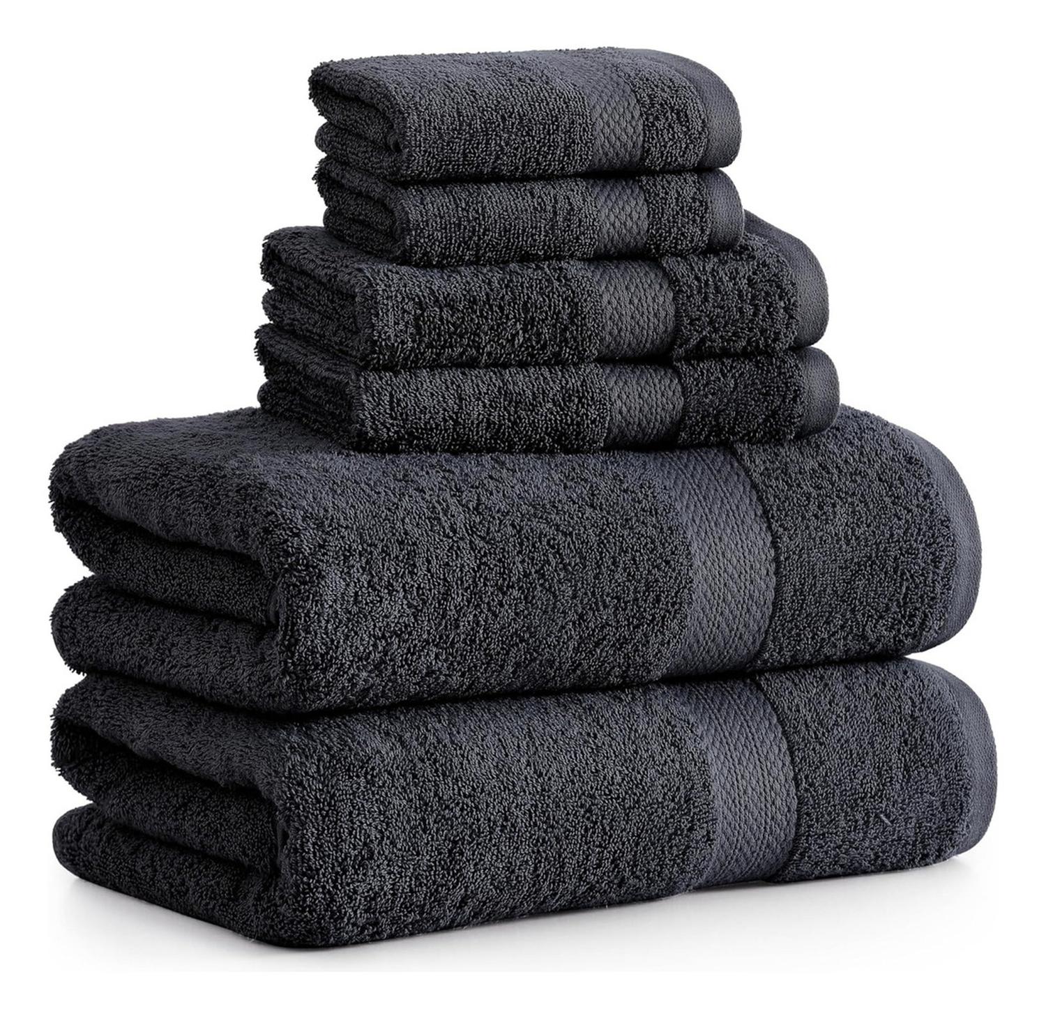 Aura Zeus - Set De 6 Toallas De Baño Algodon 500Gr Cuerpo Mano Grande Az Gris Gris