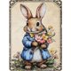 thumbnail image 1 of Letrero estaño conejo Pascua retro conejo vintage metal hogar jardín sala decoración pared Pascua 20x30cm, 1 of 6