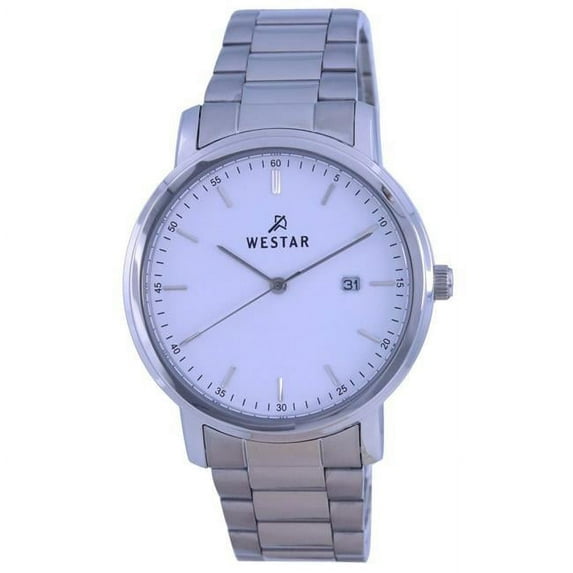 Reloj Westar 50243stn101 Para Hombre De Cuarzo De Acero Inoxidable Con Esfera Blanca
