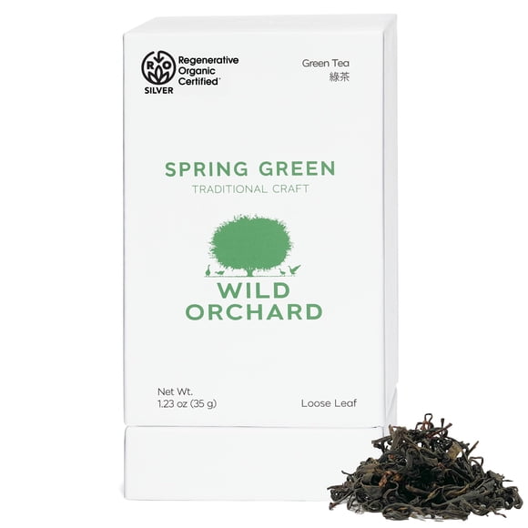 Té verde orgánico de hoja suelta Wild Orchard Spring, 35 g
