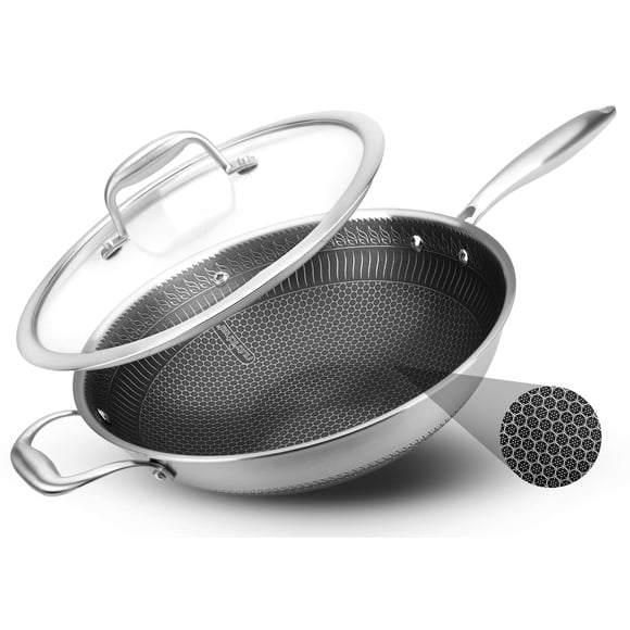 Wok NutriChef 30 cm Antiadherente de Triple Capa para Inducción