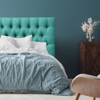 Espacio Hogar - Respaldo De Cama Capitone Premium 1,5 Plazas Lino Turquesa