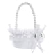 thumbnail image 4 of Cesta de flores de satén, cesta de boda Fariy, accesorios para fotos de novia, lazo blanco con mango, decoración con perlas, cestas de flores de boda , 12cmx18cm, 4 of 5
